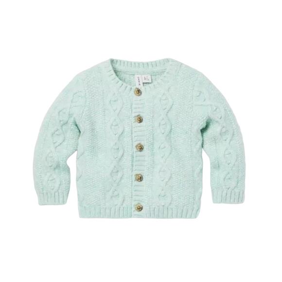 Janie and Jack NWT Cable Baby Knit Cardigan Sweater 18-24M Pastel Green Heather - Picture 1 of 4